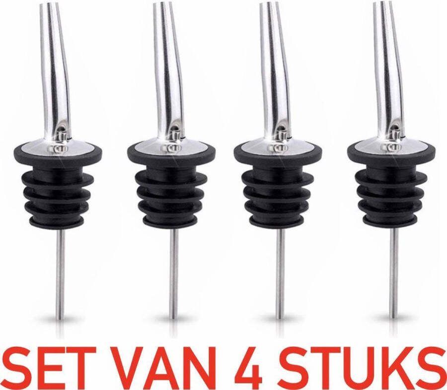 Finnacle Premium Kwaliteit Schenktuiten & Doppen Set RVS Staal Olie Sterke Drank Cocktails Wijn 4 Stuks