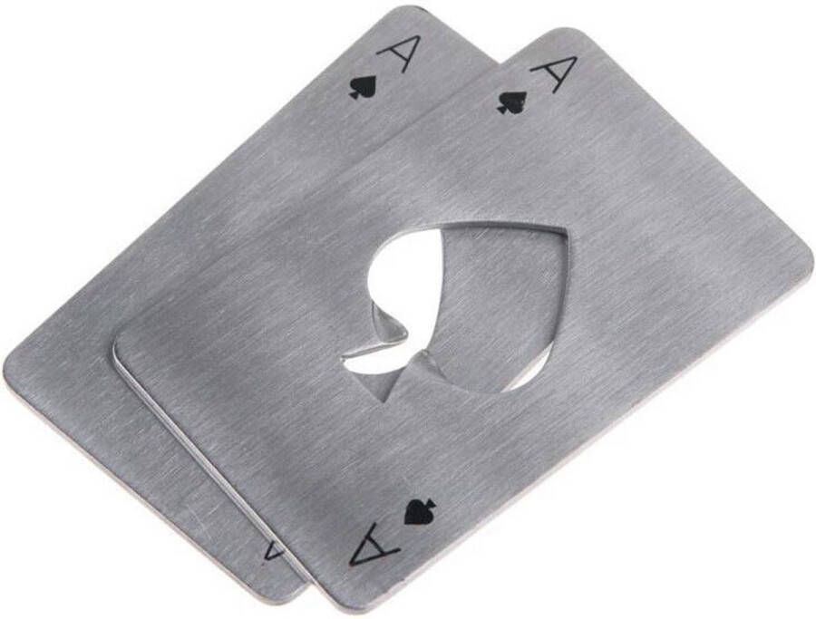 Finnacle 's RVS flesopener ideaal voor poker kaartspellen en frisdrankflessen! (2 stuks zilver)