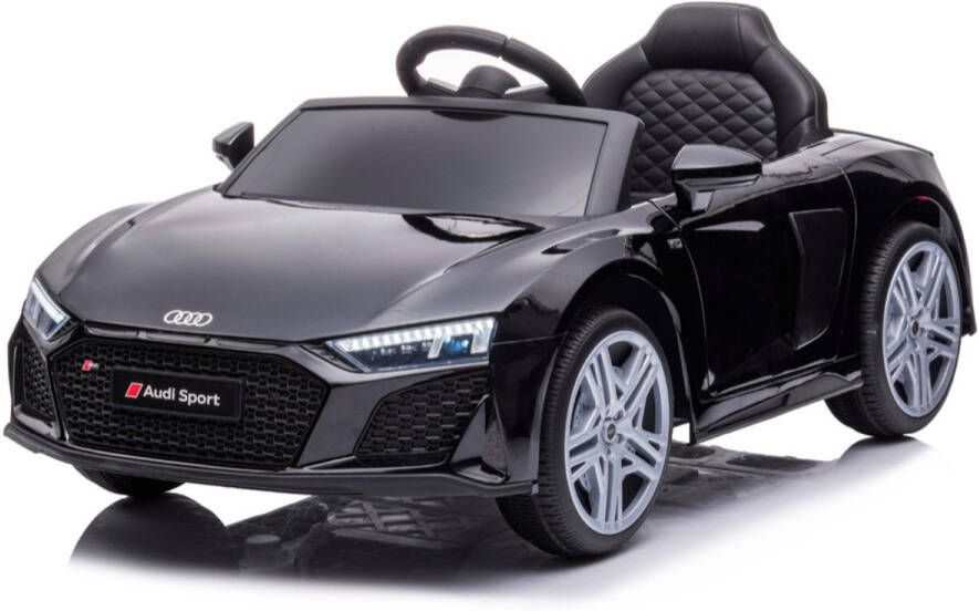 FINOOS Audi R8 elektrische kinderauto met rubberen banden accu auto met afstandsbediening (Zwart)