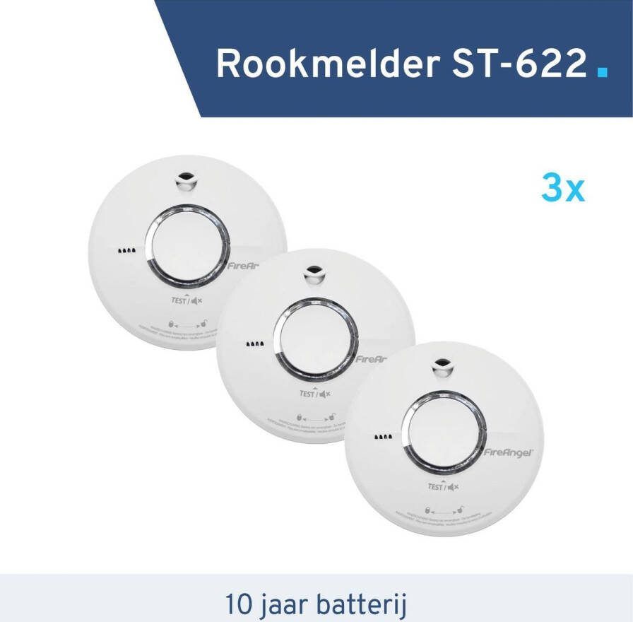 FireAngel 3 pack Rookmelder ST-622 10 jaar batterij