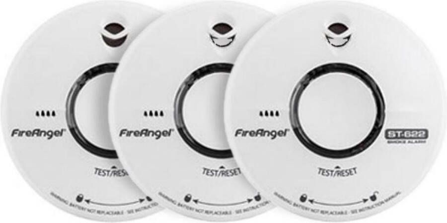 FireAngel ST-622 Rookmelder 3 pack 10 jaar accu Pauzeknop Testknop