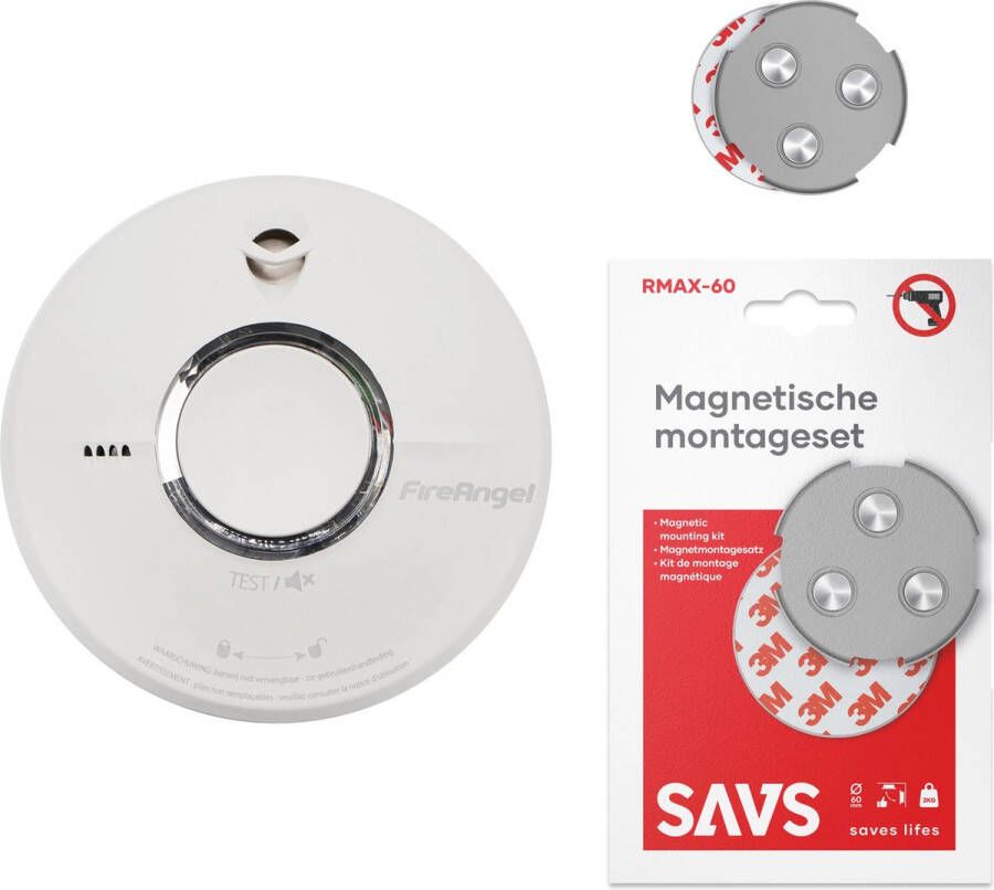 FireAngel ST-622 Rookmelder + magnetische montageset 10 jaar batterij Inclusief magnetische montagesets