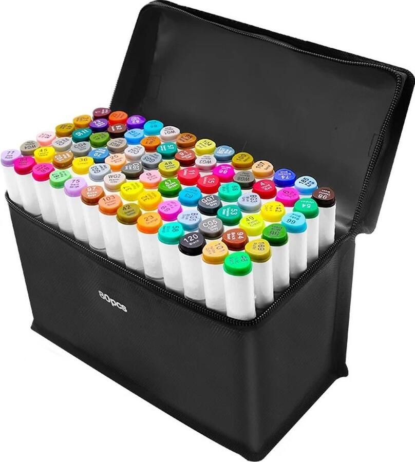 Firebay Stiftenset Alcohol Markers Viltstiften Professioneel Niet Giftig 60 Kleuren -Ergonomisch ontwerp