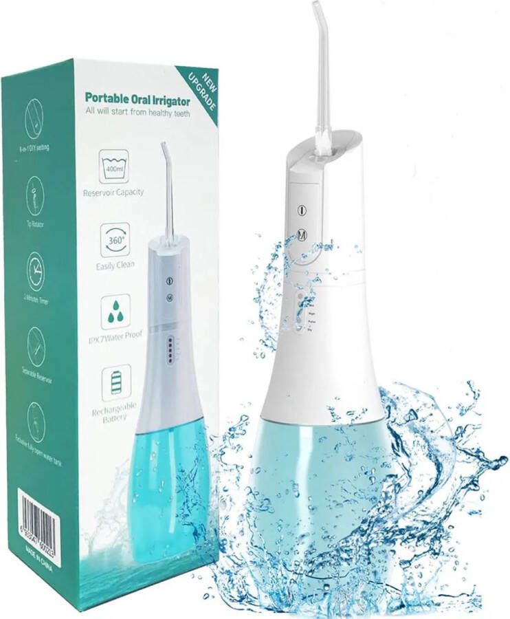 Firhealth Luxe Waterflosser met 400ML watertank 5 standen 5 opzetstukken Monddouche Flosapparaat Water Flosser