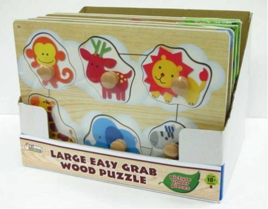 FIRST LEARNING -Easy grab wooden puzzle Inlegpuzzel 6 PCS