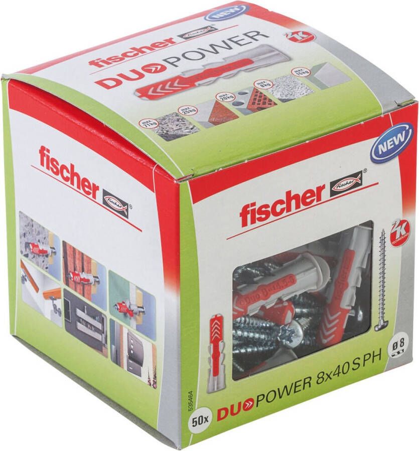Fischer 535464 DuoPower S PH Universele pluggen met bolkopschroef 8 x 40mm (50st)