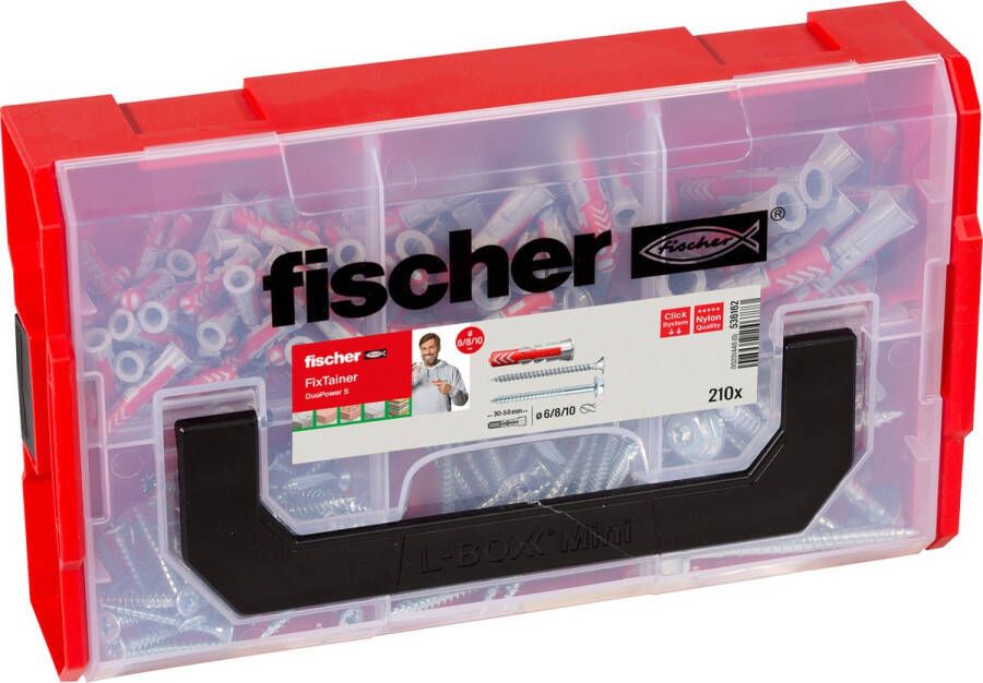 Fischer Assortimentsdoos Fixtainer pluggen en schroeven set Universeelpluggen DuoPower 210-delig 536162