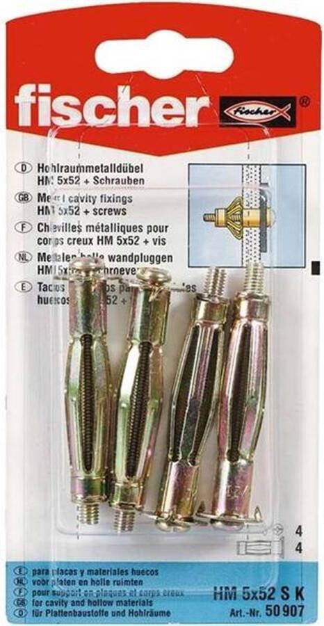 Fischer metalen hollewandplug metrische schroef HM 5x52 S 4st.