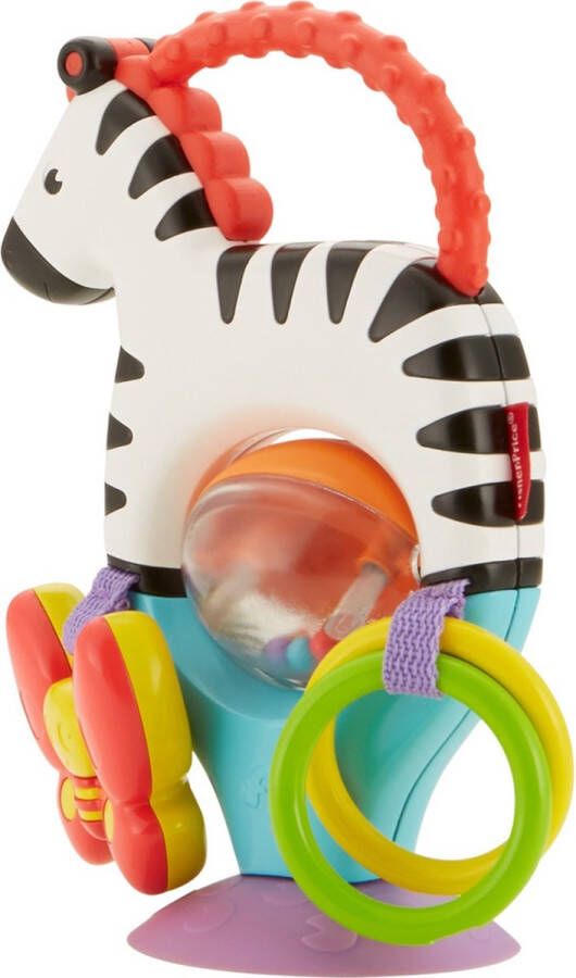 Fisher-Price Activity Zebra Rammelaar Speeltje en Bijtring Grijpspeelgoed baby speelgoed