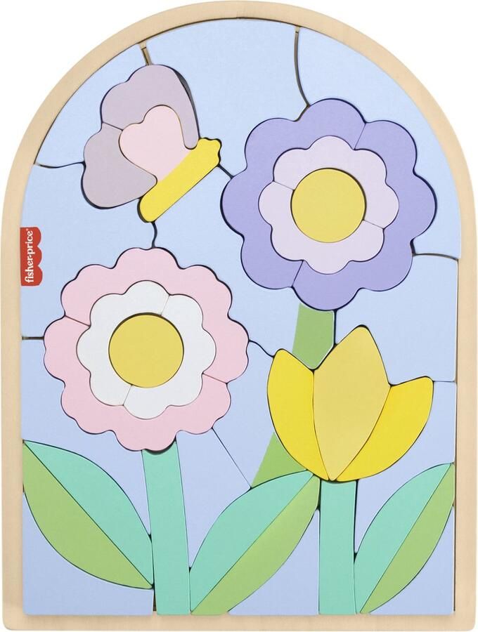 Fisher-Price houten bloemenpuzzelblokken voor kleuters 37 houten blokken