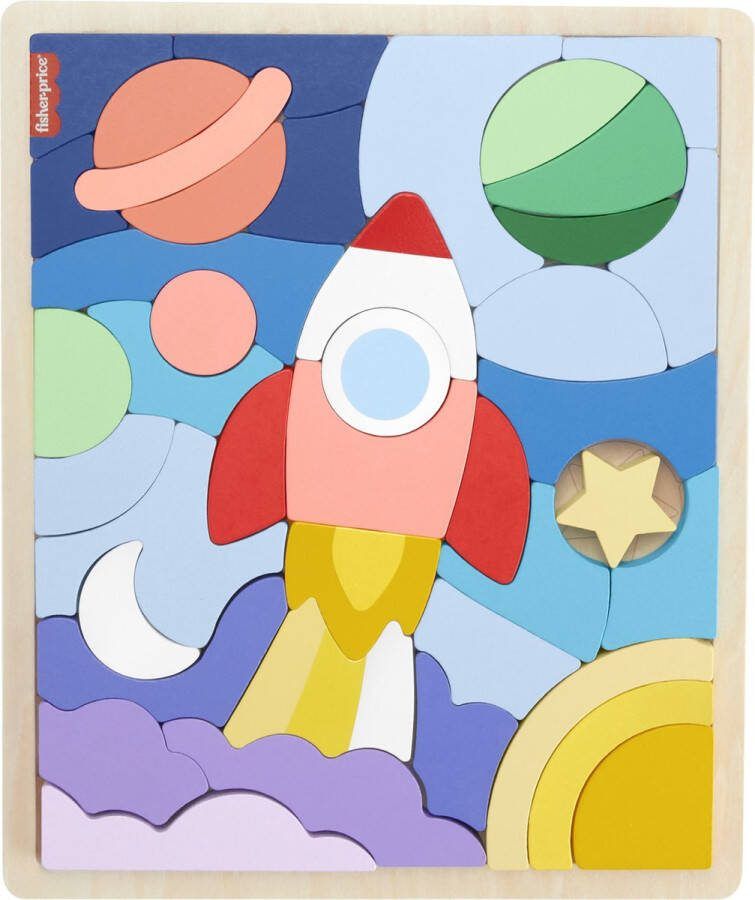 Fisher-Price houten ruimteblokkenpuzzel voor kleuters 42 houten blokken