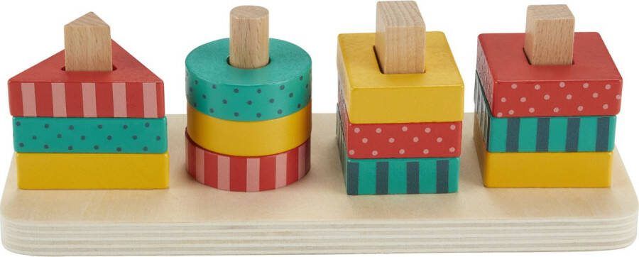 Fisher-Price Houten vormstapelaar sorteerspeeltje voor peuters 13 stukken