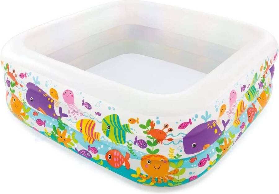 Fisher-Price Flightmode- Intex Aquariumzwembad aan het meer bovengronds zwembad voor kinderen peuterbad 159 x 159 x 50 cm voor 3 jaar en ouder