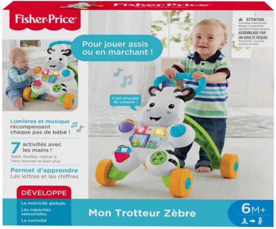 Fisher-Price Zebra looptrainer Baby speelgoed vanaf 6 maanden Franstalig