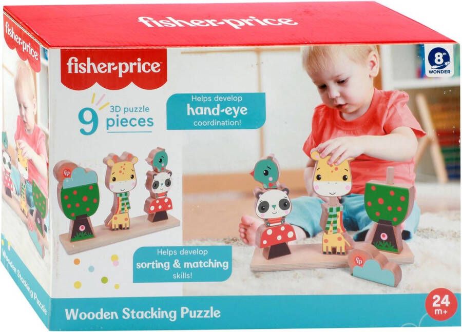Fisher-Price 3D Houten Stapelpuzzel 9 Stukjes