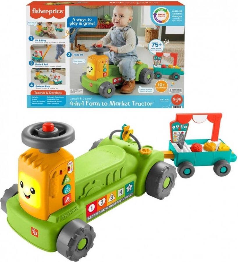Fisher-Price Tractor 4 in 1 Loopwagen Met Stead & Speed wielen Vanaf 12 Maanden