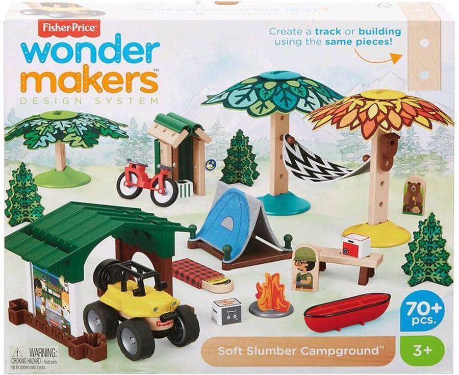 Fisher-Price Wonder Makers Kampeerterrein Houten Bouwset Speelgoed Voor kinderen Stevig speelgoed 70-delig
