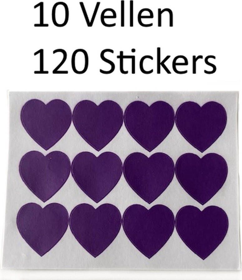 FISKA 120 Stickers Hart Paars 2 5 cm Stickers Hartje Label Hart Sluitsticker Hart Sluitzegel