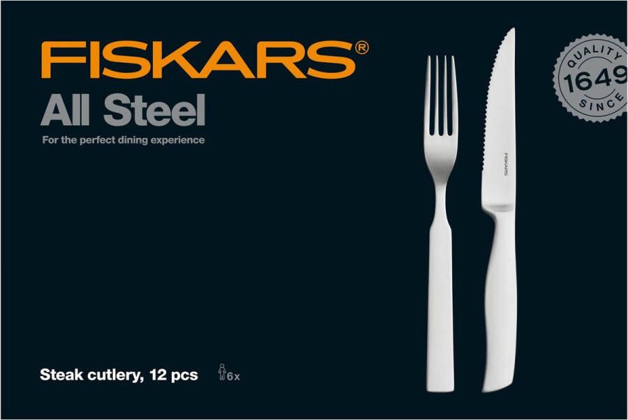 Fiskars All Steel Steak bestekset 12-delig Bestekset 6 persoons