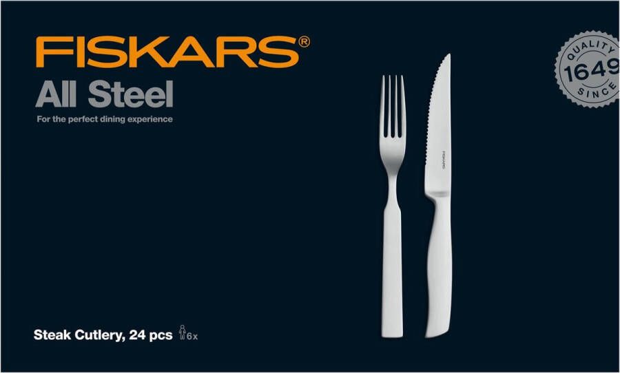 Fiskars All Steel Steak bestekset 24-delig Bestekset 12 persoons