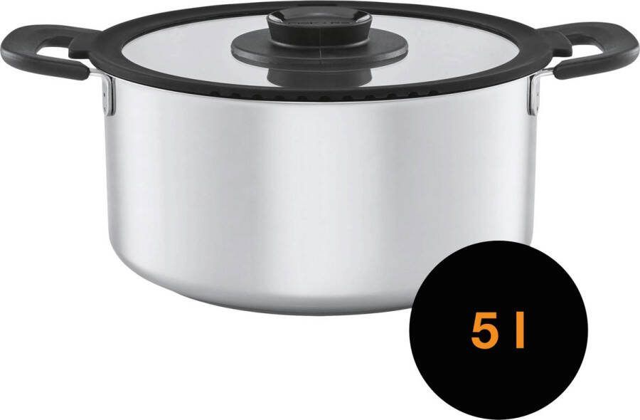 Fiskars functionele vorm braadpan met deksel 5 liter