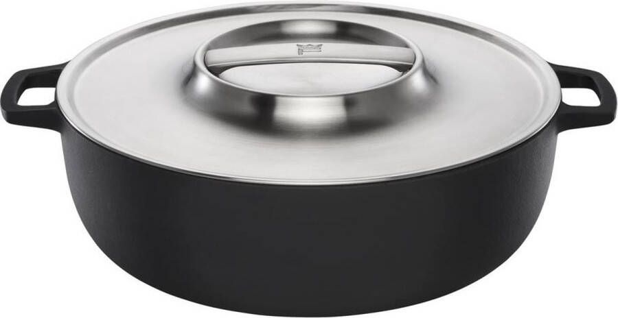 Fiskars Norden Braadpan Gietijzer voor BBQ Gietijzeren Braadpan met RVS Deksel Thermium™ Anti-aanbaklaag