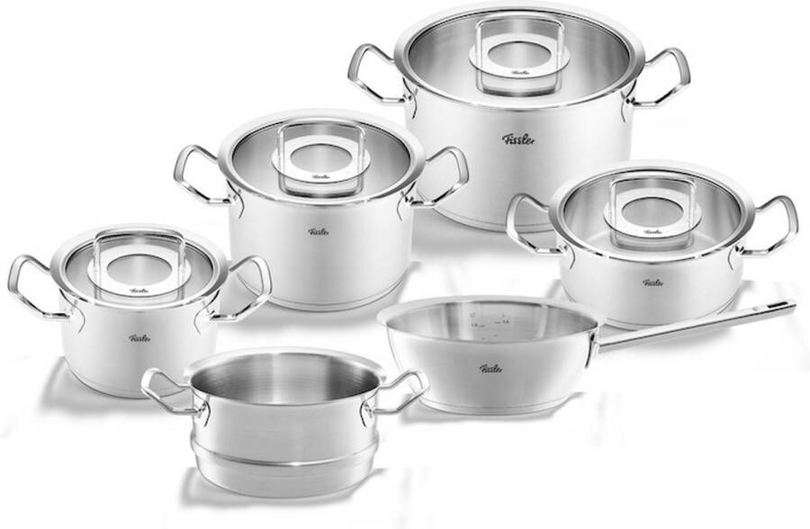 Fissler Original-Profi Collection 2022 Pannenset met Steelpan Stoominzet en Glasdeksels 6-delig