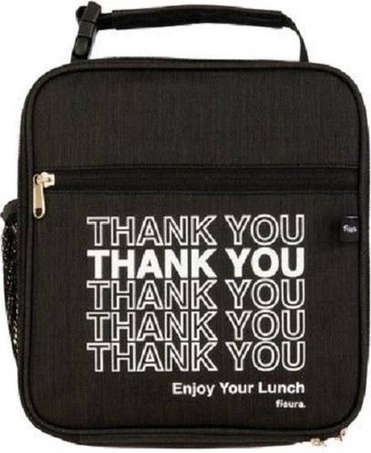 Fisura Lunchbox Thank You 22 5 X 24 5 Cm Polyester Zwart