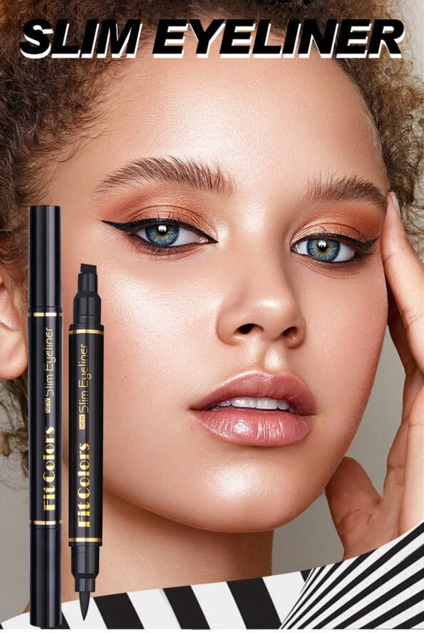 Fit Colors Vloeibare Dubbelzijdige Eyeliner Pen Zwart Waterproof Snel Drogend – Assortiment Het Gemak