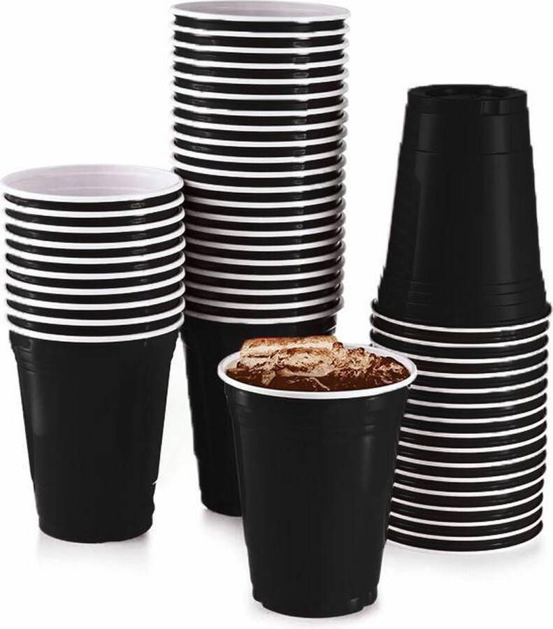 Merkloos Sans marque Black Cups 50stuk(s) 475ml Party Cups Beerpong Drankspel Beerpong Bekers Plastic Bekers