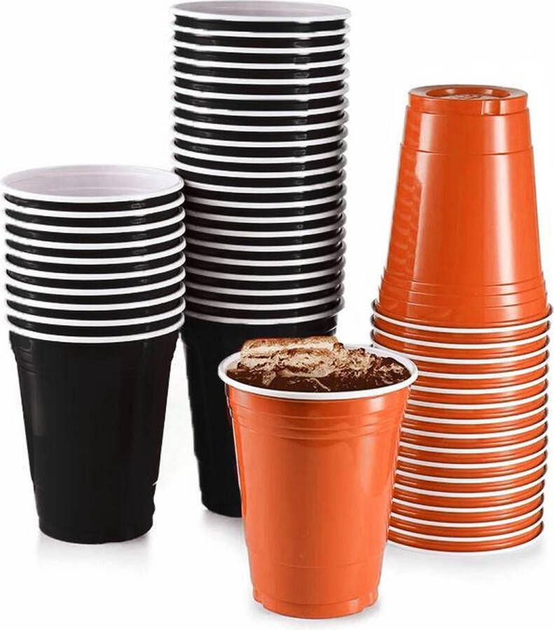 Merkloos Sans marque Black Cups & Orange Cups- 50 stuk(s) Beerpong Drankspel Plastic Bekers Halloween