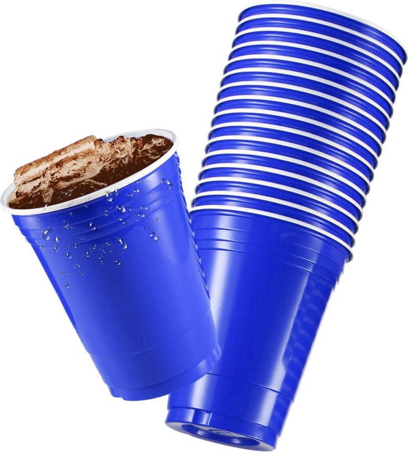 Merkloos Sans marque Blue Cups 25stuk(s) 475ml Party Cups Beerpong Drankspel Beerpong Bekers Plastic Bekers