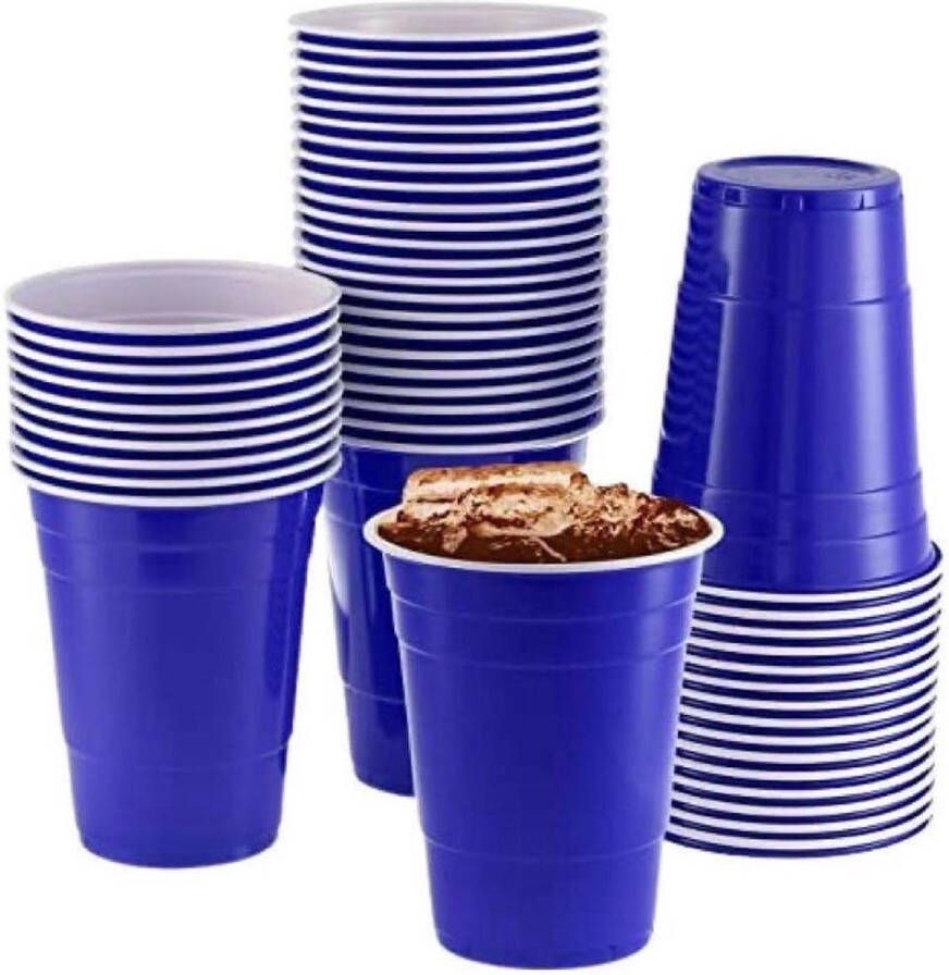 Merkloos Sans marque Blue cups 50stuk(s) 475ml Party Cups Beerpong Drankspel Beerpong Bekers Plastic bekers