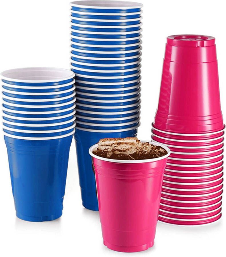 Merkloos Sans marque Blue Cups & Pink Cups- 50 stuk(s) Beerpong Drankspel Plastic Bekers