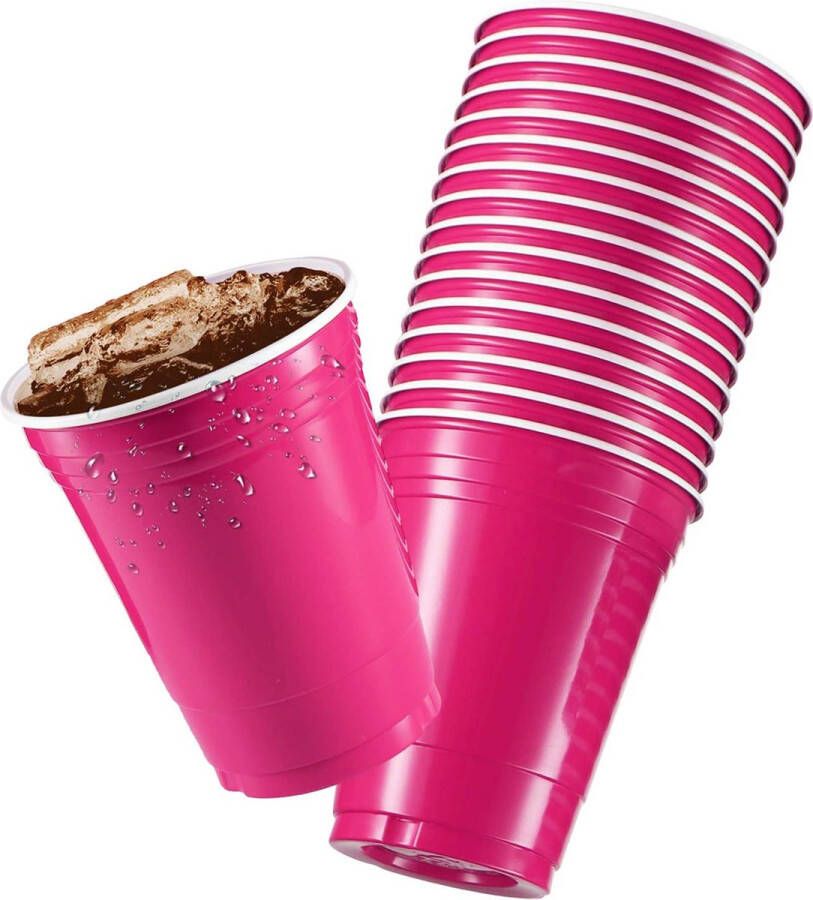 Merkloos Sans marque Pink Cups 25stuk(s) 475ml Party Cups Beerpong Drankspel Beerpong Bekers Plastic Bekers