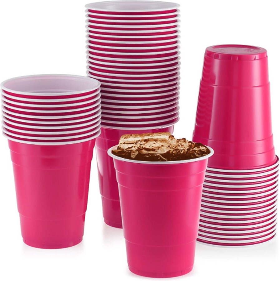 Merkloos Sans marque Pink Cups 50stuk(s) 475ml Party Cups Beerpong Drankspel Beerpong Bekers Plastic Bekers