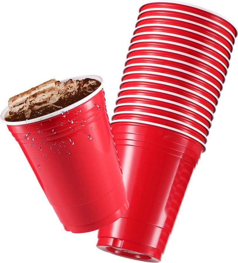 Merkloos Sans marque Red Cups 25stuk(s) 475ml Party Cups Beerpong Drankspel Beerpong Bekers Plastic Bekers
