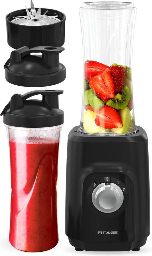 FITAGE Blender Smoothie Maker 500w Blender to Go Blenders 2x 650ml Smoothie Beker