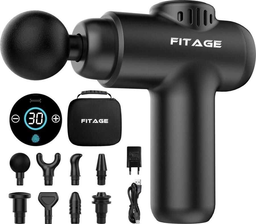 FITAGE Massage Gun Mini 12 Opzetstukken Professioneel Massage Apparaat Massage Pistool 30 Standen Massageapparaat Massagegun