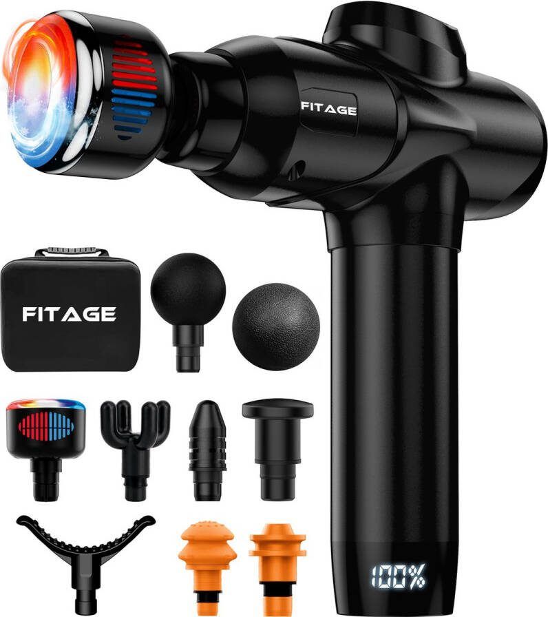 FITAGE Massage Gun Warm & Koud 8 Opzetstukken Professioneel Massage Apparaat Massage Pistool 20 Standen Massageapparaat Massagegun