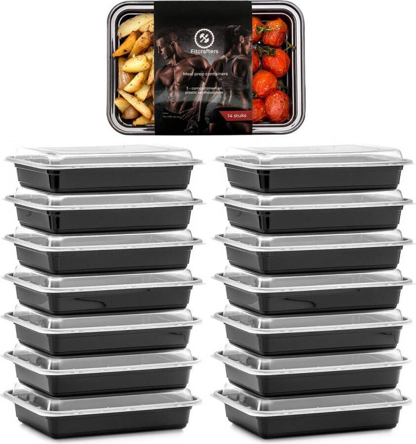Fitcrafters Meal Prep Bakjes 14 stuks 1 compartiment Lunchbox Diepvriesbakjes Vershoudbakjes Plastic Bakjes Met Deksel Magnetron Bakjes Met Deksel Meal Prep Vershouddoos 1L BPA vrij –