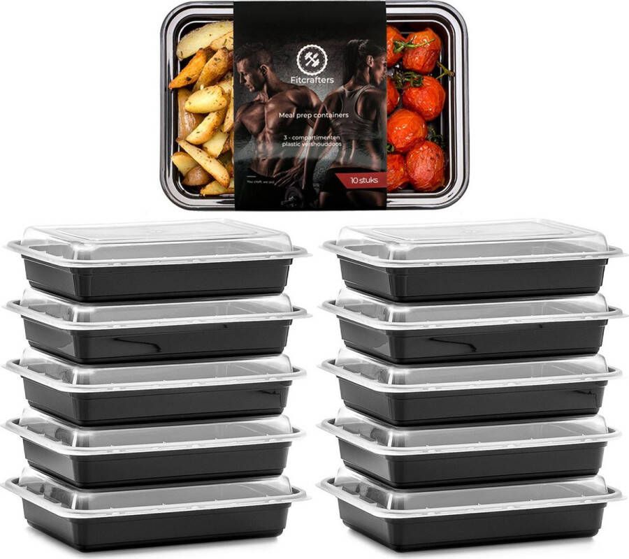 Fitcrafters Meal Prep Bakjes 10 stuks 1 compartiment Lunchbox Diepvriesbakjes Vershoudbakjes Plastic Bakjes Met Deksel Magnetron Bakjes Met Deksel Meal Prep Vershouddoos 1L BPA vrij