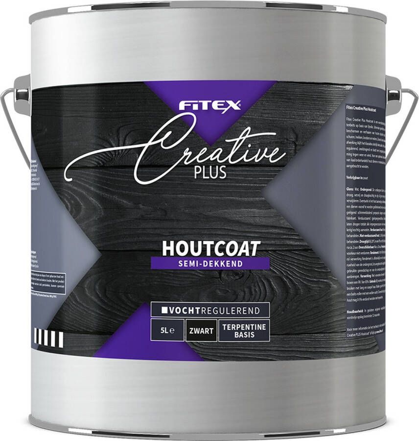 Fitex Creative+ Houtcoat 2 5 liter Beits Dekkend Terpentine basis Zwart