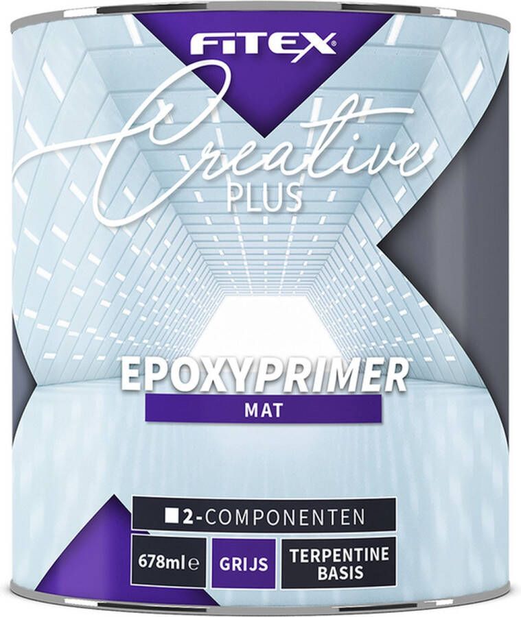 Fitex Creative Plus Fitex Creative+ Industriële Epoxy Primer 2-Componenten Grondverf Dekkend Binnen en buiten Terpentine basis Mat Grijs