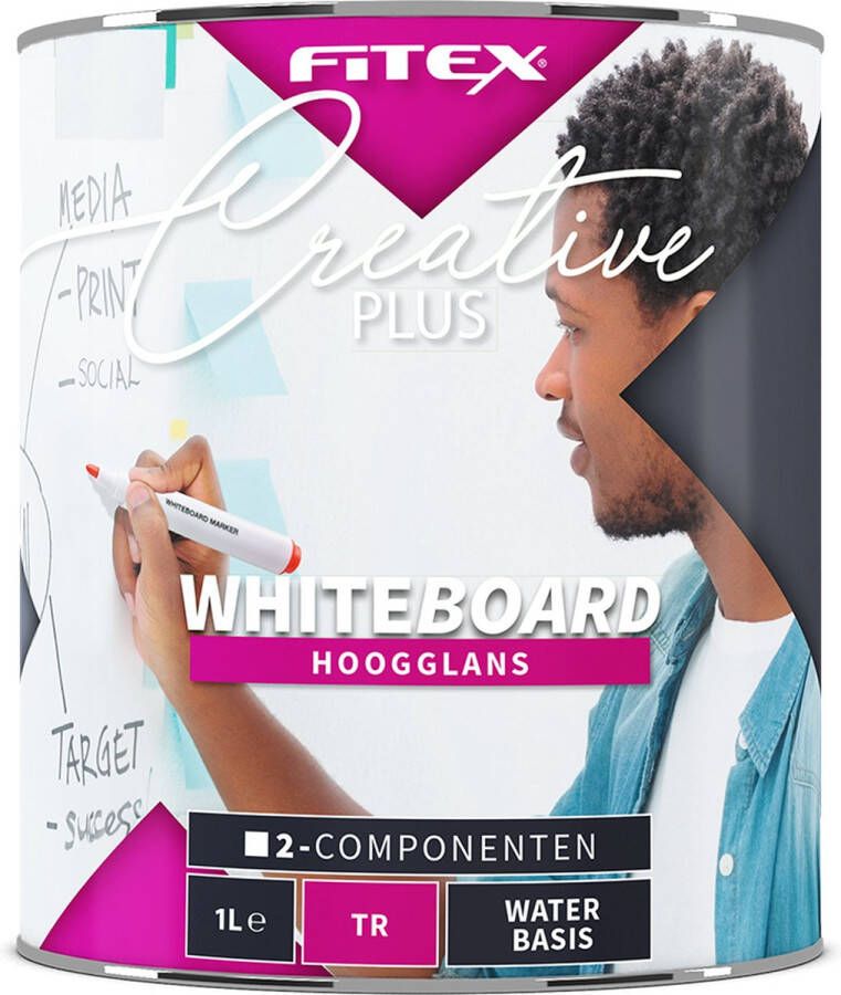 Fitex Creative Plus Fitex Creative+ Whiteboard Schoolbordenverf Dekkend Binnen Water basis Hoogglans Wit