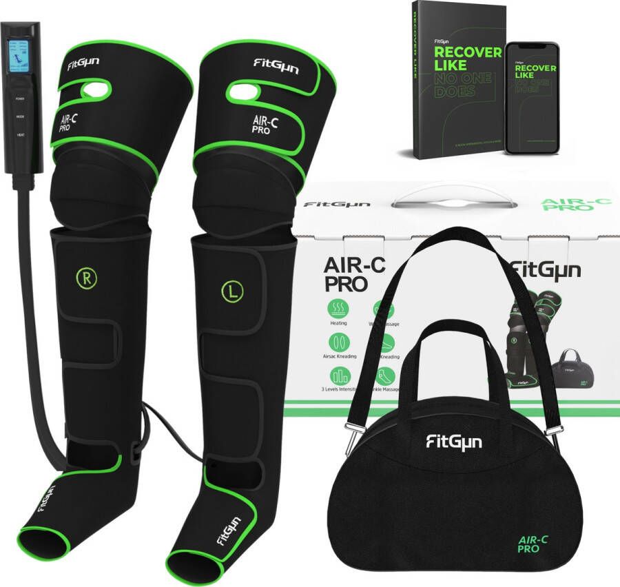 FitGun Professioneel Beenmassage & Voetmassage apparaat voor Bloedcirculatie Sport Gym Fitness Recovery Boots Voet Massage Vermoeide Benen Shiatsu Luchtcompressie Bloedsomloop lymfedrainageapparaat Oedeem Vibrolegs Air-C Pro