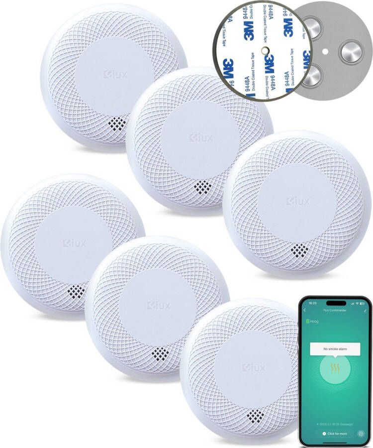 Fiux FXC-3 Slimme combimelder Rookmelder en Koolmonoxidemelder 10 Jaar batterij Co melder Met magneetset montage Koppelbaar met App- 2 stuks