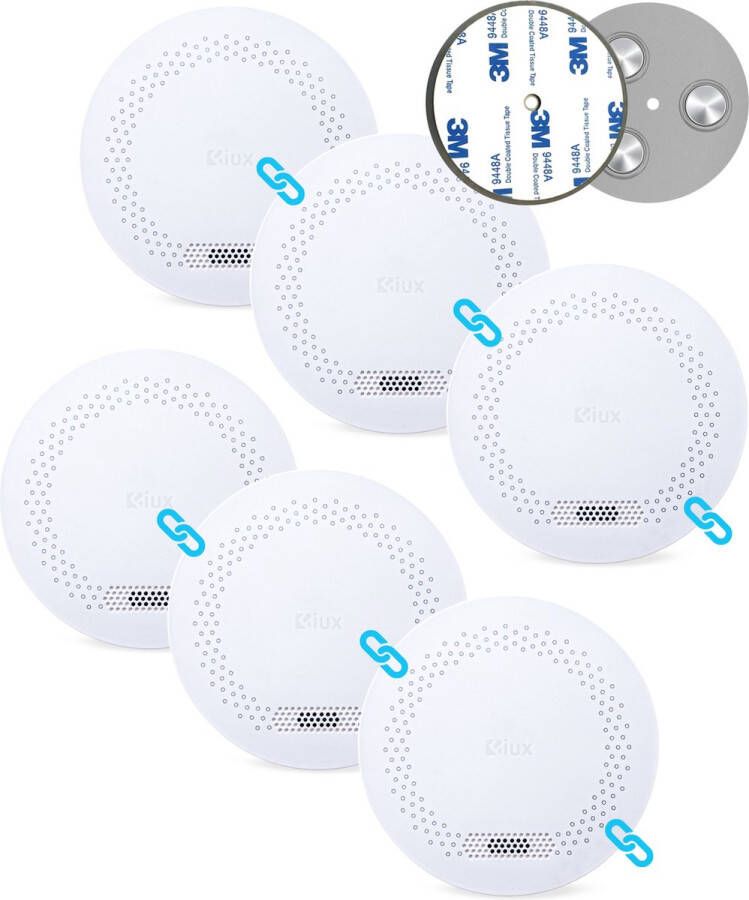 Fiux FXS-2 Koppelbare rookmelder 10 Jaar batterij Met magneet montage Draadloos koppelbaar 6 stuks