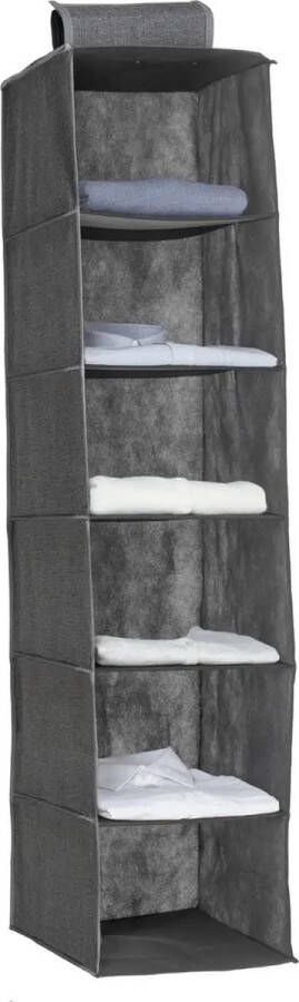 5Five kast organiser hangend 6 vakken 30 x 30 x 120 cm grijs Opbergmanden