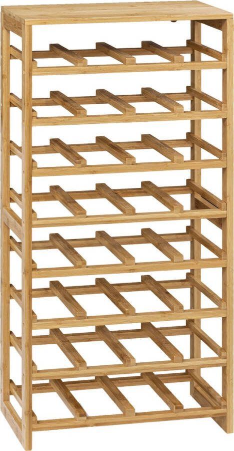 Five 5Five Wijnrek flessenrek 8 lagen bamboe hout 32 flessen 45 x 24 x 89 cm